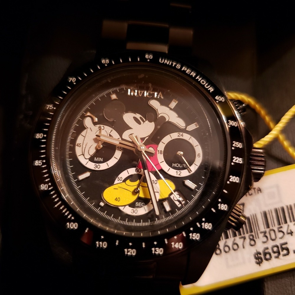 Invicta Disney Mickey Mouse Watch Men's Black Stainless Steel - Picture 4 of 9